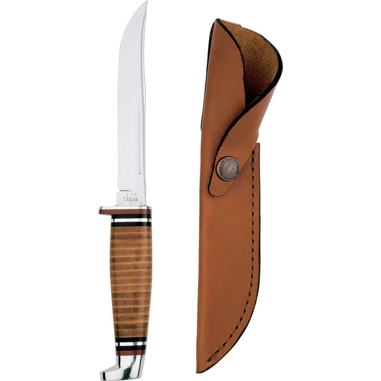 Case Cutlery 381 Case 316-5 Leather Hunter with Stainless Steel Fixed Blade Leather